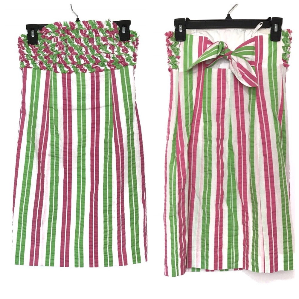 Lilly Pulitzer Seersucker Pink Green Striped SZ 0